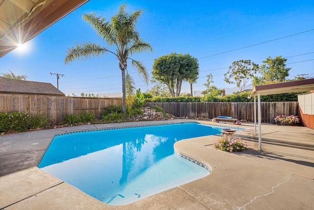 4634 Puente Plz, Santa Barbara, CA 93110 - view of swimming pool with a patio and a fenced backyard