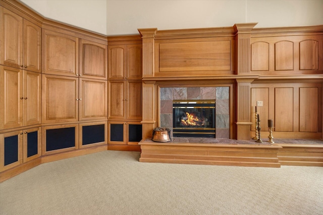 11719 SE Solomon Ct, Happy Valley, OR 97086 - unfurnished living room with carpet flooring and a premium fireplace