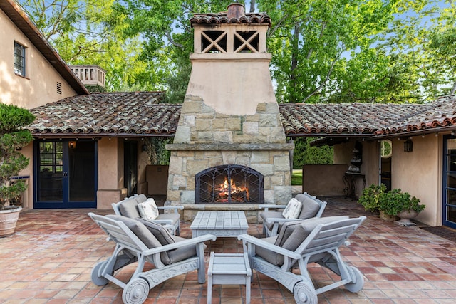 4451 Via Alegre, Santa Barbara, CA 93110 - view of patio with an outdoor stone fireplace