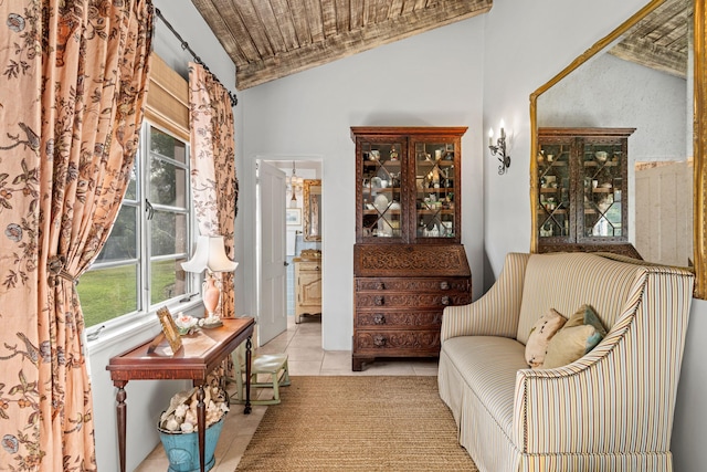4451 Via Alegre, Santa Barbara, CA 93110 - living area with tile patterned floors and vaulted ceiling