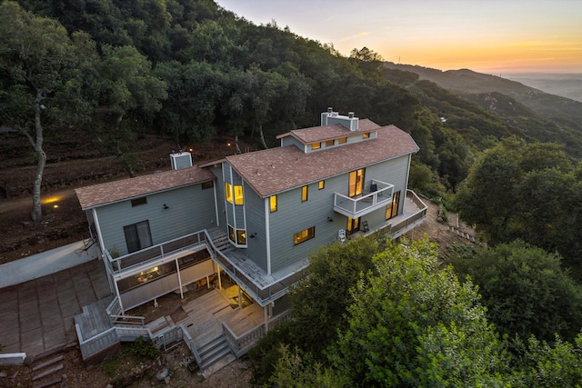 5150 E Camino Cielo, Santa Barbara, CA 93105 - aerial view at dusk of a mountain view