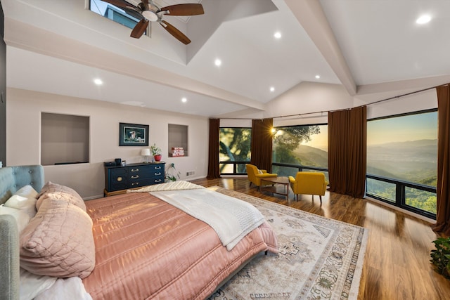5150 E Camino Cielo, Santa Barbara, CA 93105 - bedroom with wood finished floors, multiple windows, and recessed lighting