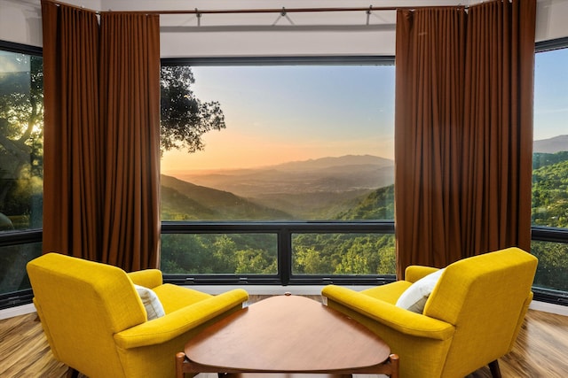 5150 E Camino Cielo, Santa Barbara, CA 93105 - sitting room with a mountain view and wood finished floors