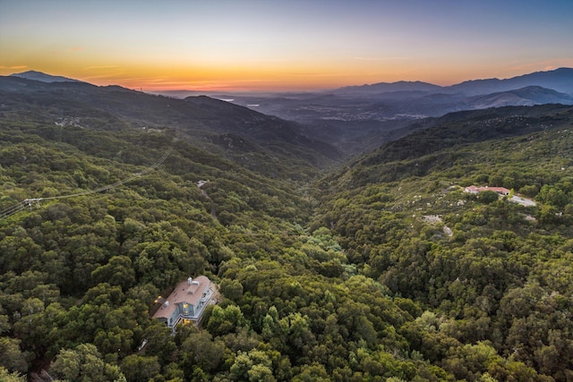 5150 E Camino Cielo, Santa Barbara, CA 93105 - aerial view at dusk of a wooded view and a mountain view