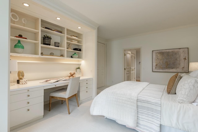 67 Seaview Dr, Montecito, CA 93108 - bedroom featuring ornamental molding, light colored carpet, and recessed lighting