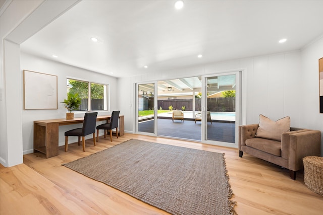 1570 Mountain View Dr, Solvang, CA 93463 - office with light wood-style flooring, recessed lighting, and baseboards