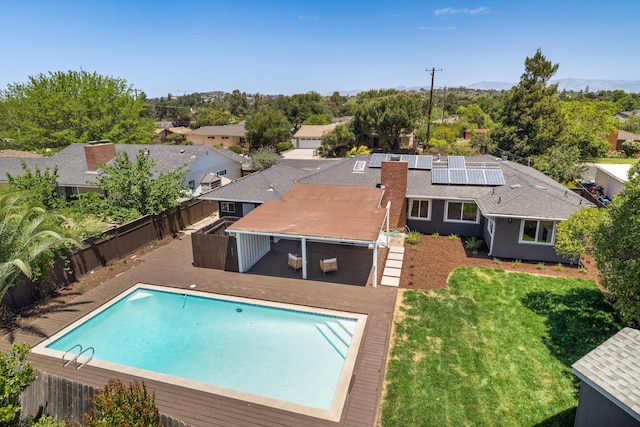 1570 Mountain View Dr, Solvang, CA 93463 - view of pool featuring a wooden deck and a residential view