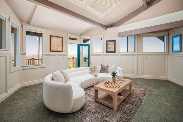 1110 Deer Canyon Rd, Arroyo Grande, CA 93420 - carpeted living room with a decorative wall and a wainscoted wall