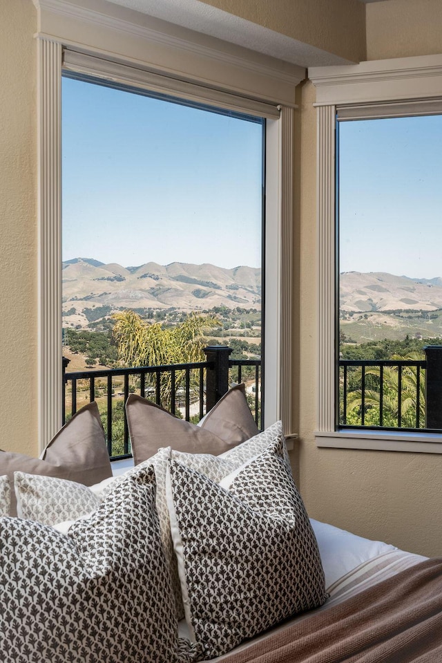 1110 Deer Canyon Rd, Arroyo Grande, CA 93420 - bedroom with a textured wall and a mountain view