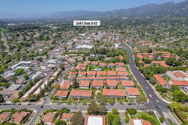 2641 State St Unit 2, Santa Barbara, CA 93105 - aerial view of property and surrounding area with a mountain backdrop and nearby suburban area