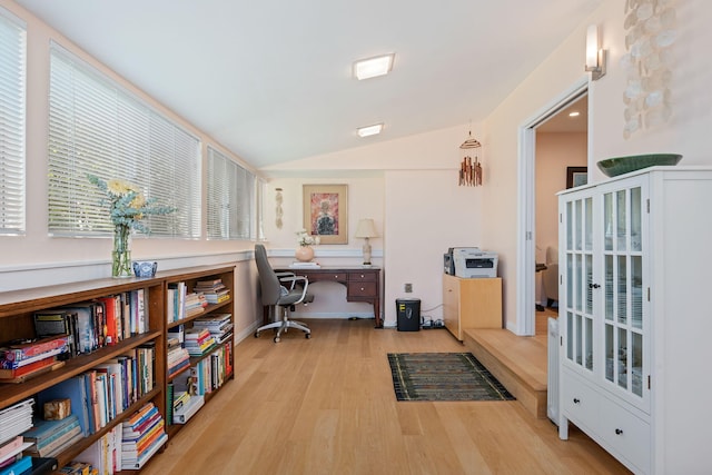 2641 State St Unit 2, Santa Barbara, CA 93105 - office area with wood finished floors, vaulted ceiling, and plenty of natural light