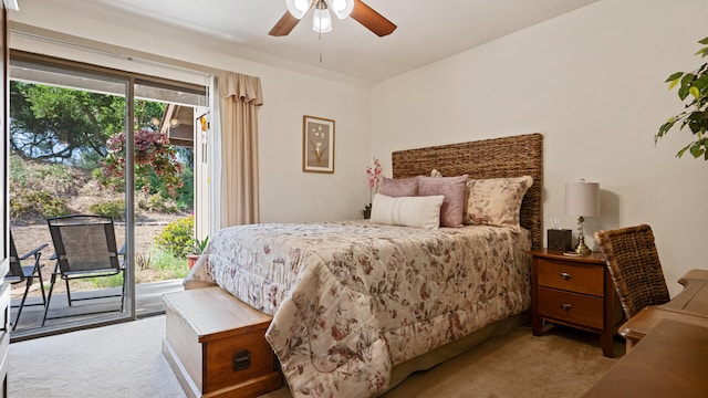 1010 Portesuello Ave, Santa Barbara, CA 93105 - carpeted bedroom with access to outside and ceiling fan