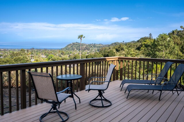 1010 Portesuello Ave, Santa Barbara, CA 93105 - wooden terrace featuring a forest view