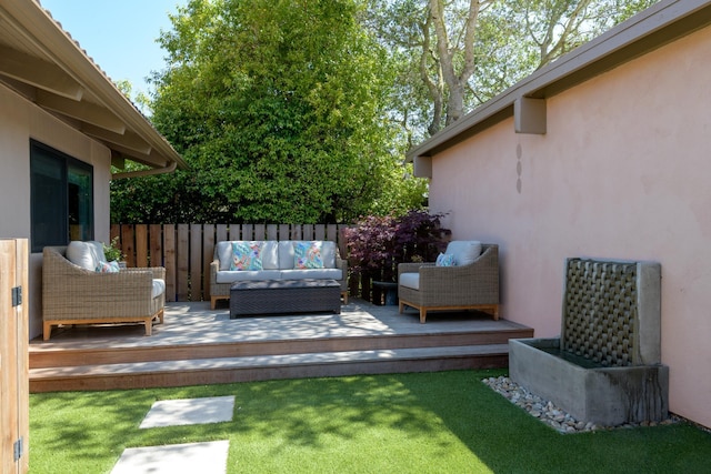 533 N La Cumbre Rd, Santa Barbara, CA 93110 - view of yard featuring a deck and an outdoor living space