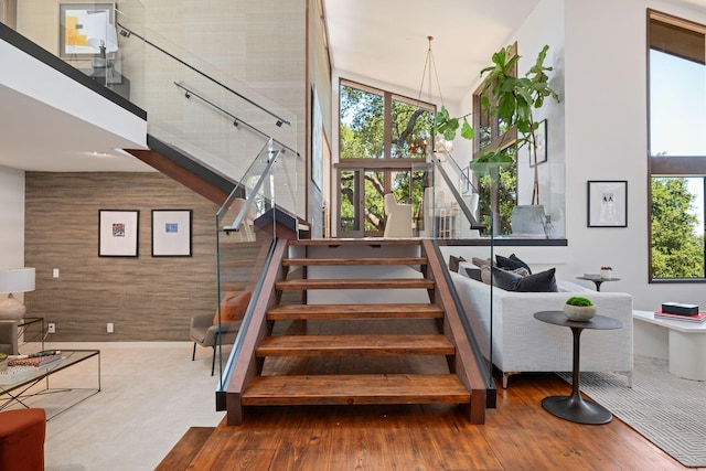 2031 Cielito Ln, Santa Barbara, CA 93105 - stairway with an accent wall, healthy amount of natural light, and baseboards