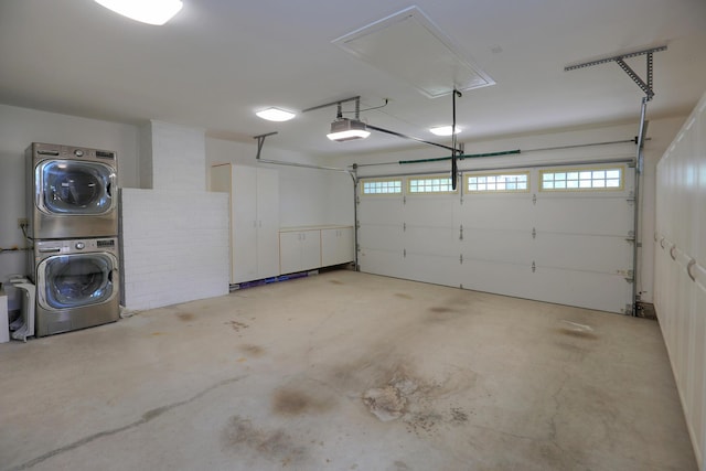 6231 Covington Way, Goleta, CA 93117 - garage with stacked washer and clothes dryer and a garage door opener