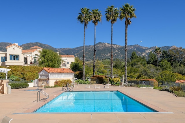 4477 S Shadow Hills Blvd Unit E, Santa Barbara, CA 93105 - community pool featuring a patio area and a mountain view