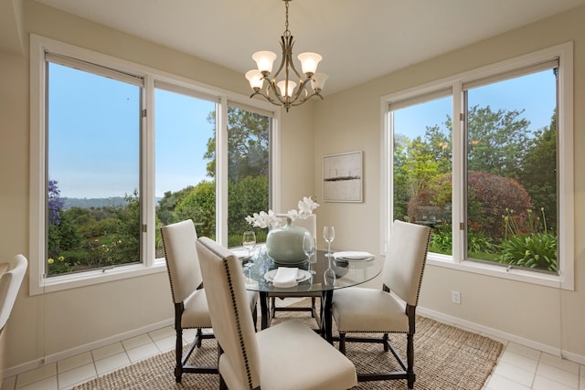 4477 S Shadow Hills Blvd Unit E, Santa Barbara, CA 93105 - dining area featuring a chandelier, baseboards, and plenty of natural light