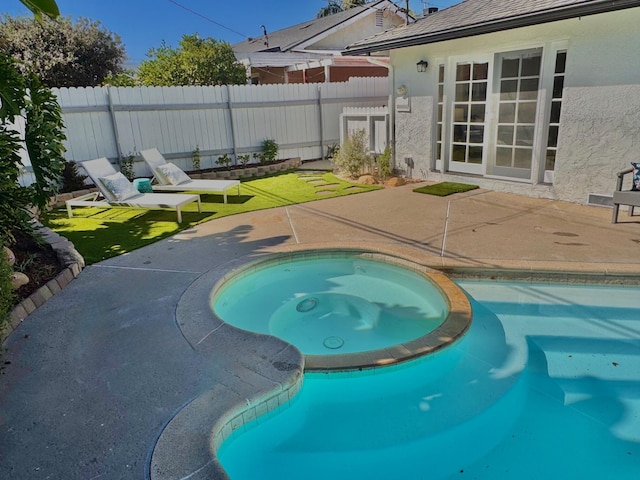7659 Dartmoor Ave, Goleta, CA 93117 - view of swimming pool featuring a patio and a pool with connected hot tub