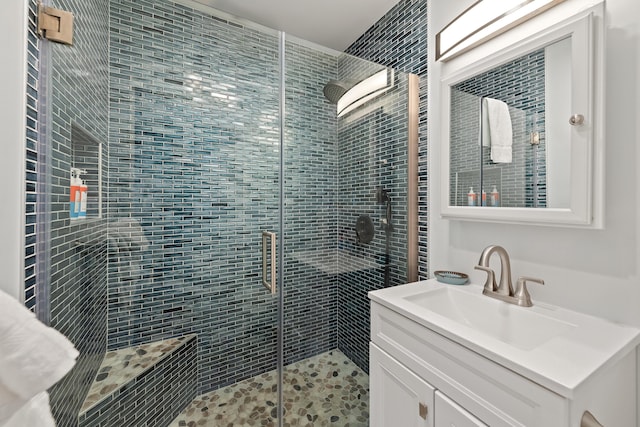 4975 Sandyland Rd Unit 302, Carpinteria, CA 93013 - bathroom with vanity and a stall shower