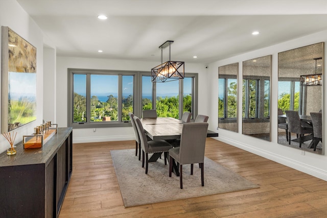 1157 Glenview Rd, Montecito, CA 93108 - dining area featuring a chandelier, healthy amount of natural light, recessed lighting, and light wood-style flooring