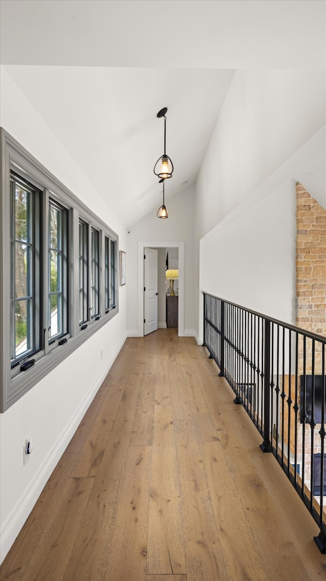 1157 Glenview Rd, Montecito, CA 93108 - hall featuring vaulted ceiling and hardwood / wood-style flooring
