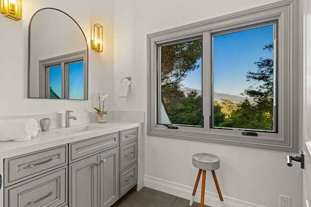 1157 Glenview Rd, Montecito, CA 93108 - bathroom with vanity, plenty of natural light, and tile patterned floors