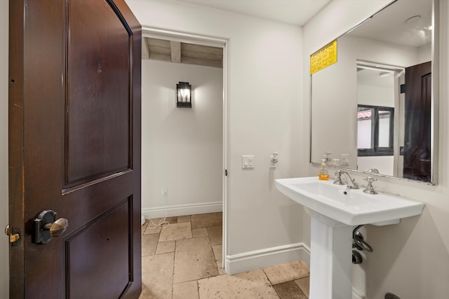 1151 Glenview Rd, Montecito, CA 93108 - bathroom with baseboards and stone tile flooring