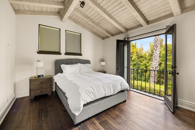 1151 Glenview Rd, Montecito, CA 93108 - bedroom with wood finished floors, wooden ceiling, and access to exterior