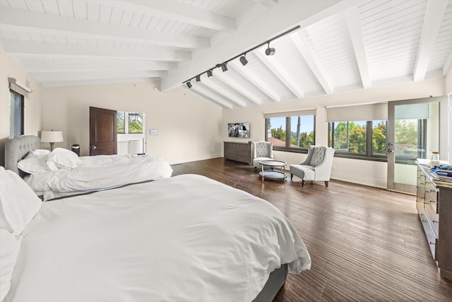 1151 Glenview Rd, Montecito, CA 93108 - bedroom featuring wood finished floors, track lighting, and wood ceiling