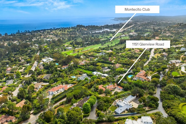 1151 Glenview Rd, Montecito, CA 93108 - aerial view of property and surrounding area with a large body of water and a tree filled landscape