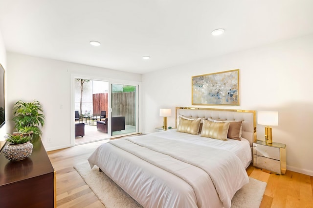 2624 State St # 1, Santa Barbara, CA 93105 - bedroom with access to outside, light wood finished floors, and recessed lighting