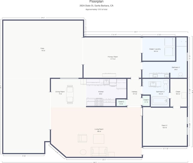 2624 State St # 1, Santa Barbara, CA 93105 - view of floor plan / room layout