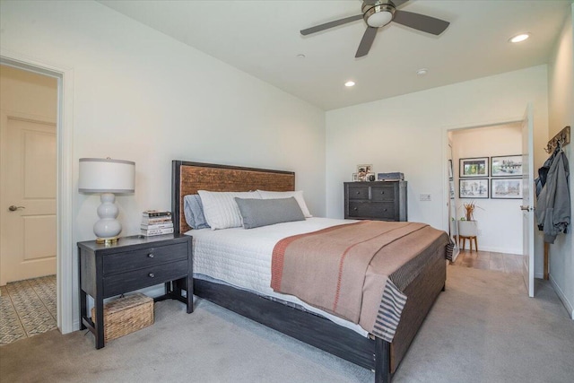 150 White Sage Ln, Lompoc, CA 93436 - bedroom featuring recessed lighting, carpet, and a ceiling fan