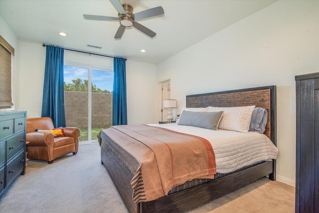 150 White Sage Ln, Lompoc, CA 93436 - bedroom with carpet flooring, access to outside, recessed lighting, and ceiling fan
