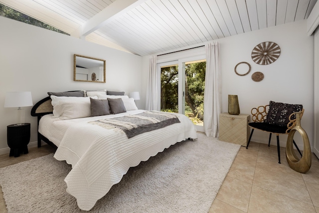 1067 E Mountain Dr, Santa Barbara, CA 93108 - bedroom with light tile patterned flooring and wooden ceiling