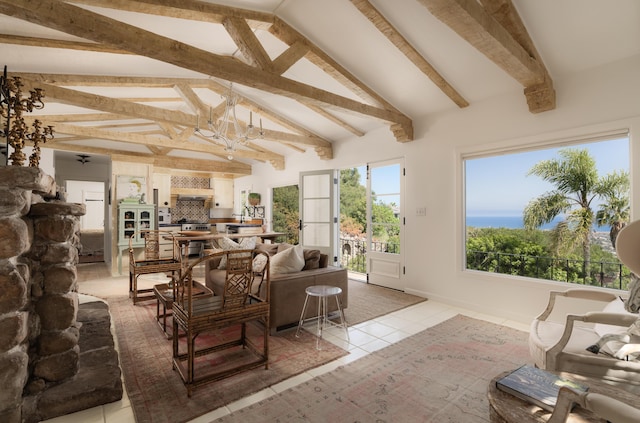 15 Loma Media Rd, Santa Barbara, CA 93103 - living room with tile patterned floors and a chandelier