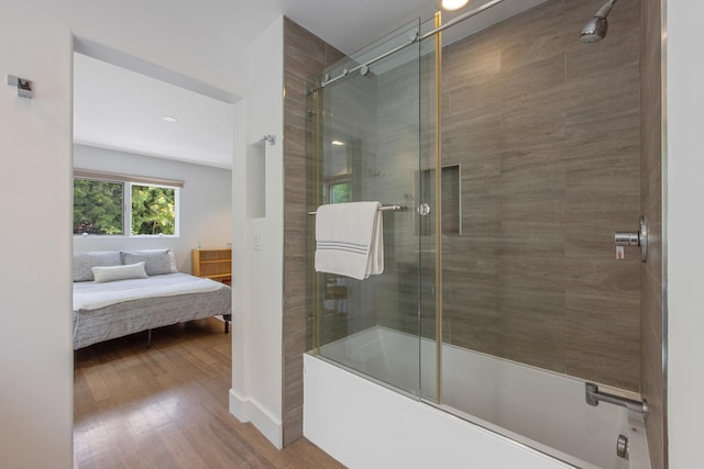 1312 Shoreline Dr, Santa Barbara, CA 93109 - full bath with bath / shower combo with glass door, ensuite bath, and wood finished floors