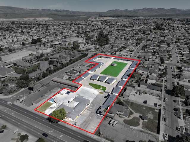 1324 N Broadway, Santa Maria, CA 93454 - aerial view of property's location with property parcel outlined and mountains
