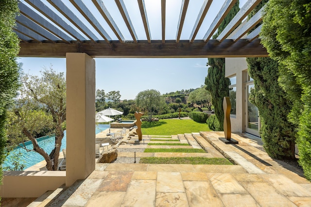 191 E Mountain Dr, Montecito, CA 93108 - view of patio / terrace with a pergola and an outdoor pool