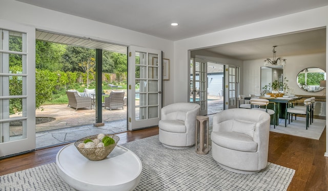 4530 Via Clarice, Santa Barbara, CA 93111 - living area featuring wood finished floors, healthy amount of natural light, recessed lighting, and french doors