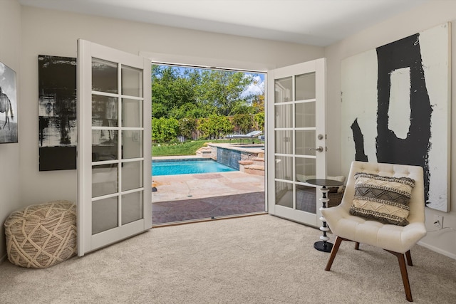 4530 Via Clarice, Santa Barbara, CA 93111 - living area with french doors and carpet floors