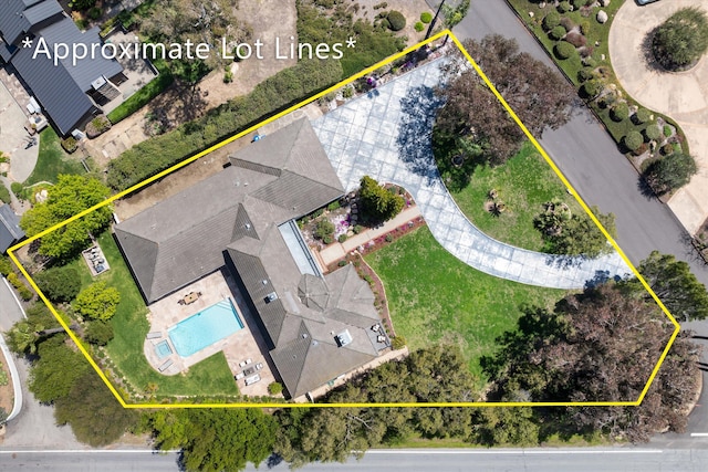 4530 Via Clarice, Santa Barbara, CA 93111 - aerial view of property's location with a pool area and property boundaries highlighted
