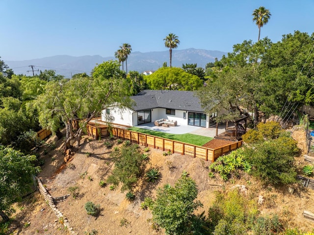 1412 Crestline Dr, Santa Barbara, CA 93105 - rear view of property with an outdoor hangout area and a mountain view