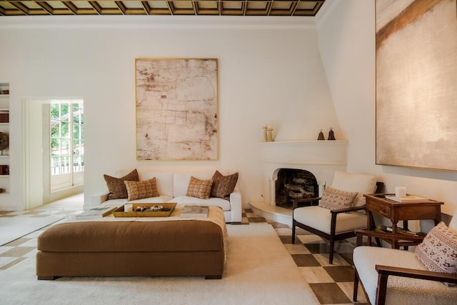 405 Toro Canyon Rd, Carpinteria, CA 93013 - living area with ornamental molding and a fireplace with raised hearth