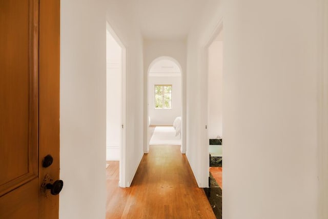 405 Toro Canyon Rd, Carpinteria, CA 93013 - hallway with light wood-style floors and arched walkways
