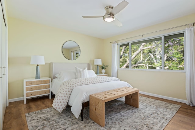 3639 San Remo Dr Unit 15, Santa Barbara, CA 93105 - bedroom with wood finished floors and a ceiling fan