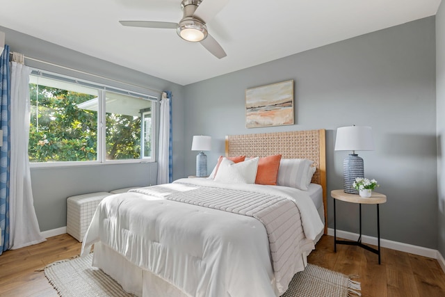 3639 San Remo Dr Unit 15, Santa Barbara, CA 93105 - bedroom with wood finished floors and a ceiling fan
