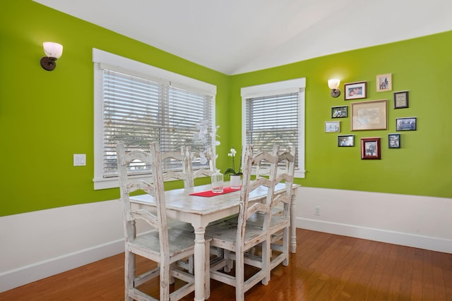 1924 Bath St Unit D, Santa Barbara, CA 93101 - dining space featuring vaulted ceiling and wood finished floors