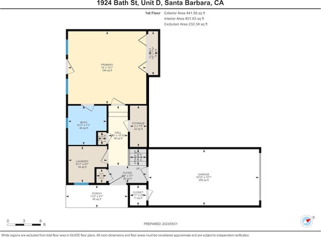 1924 Bath St Unit D, Santa Barbara, CA 93101 - view of floor plan / room layout